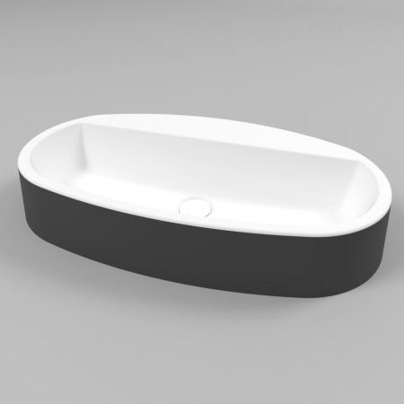 Умывальник WHITECROSS Obsidian D 65x37 (черный/белый мат) иск. камень, артикул 0736.065037.20100