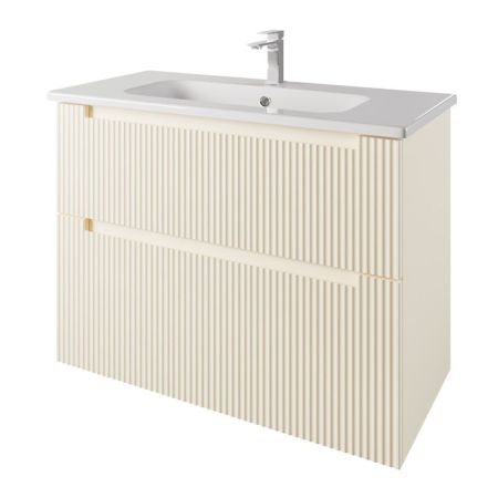 Тумба с раковиной подвесная Dreja Euphoria 100 см, бежевый, артикул 99.2020-com