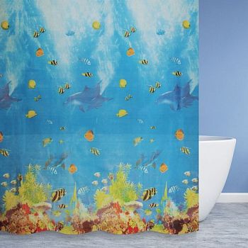 Штора для ванной комнаты Savol S-6PEVA08, подводный мир