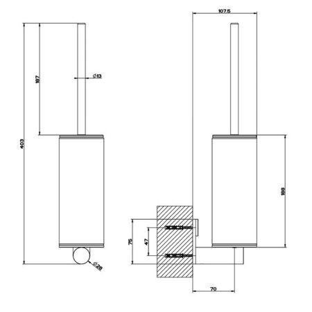 GESSI 316 Ершик настенный, цвет: белая колба/brushed black metal pvd