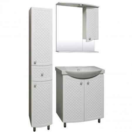 Зеркало со шкафом Runo Милано 65 4620750026547 с подсветкой Белое