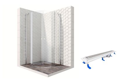 Душевой уголок Ambassador Nord 13011102-ST14, полукруглый, линейный трап, 100х100, артикул 13011102-ST14