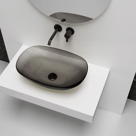 Раковина прозрачная Vincea VBS-6T12B, 540*360*150, накладная, цвет черный, артикул VBS-6T12B