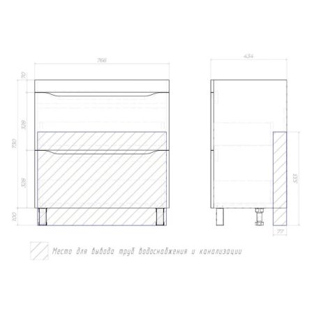 Тумба под раковину напольная VIGO Grani 203 дуб золотой, 80 см, артикул 203 дуб золотой