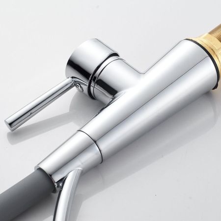 Смеситель для кухни с гибким изливом Shevanik S743-9, хром/серый