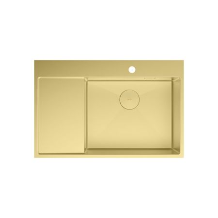 Кухонная мойка Lemark KEZADRA 780P прямоугольная с крылом из нержавеющей стали (чаша СПРАВА) цвет: светлое золото (9938154), артикул 9938154
