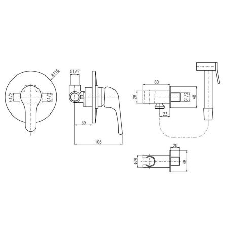 Гигиенический душ со смесителем Rav Slezak SAZAVA SA042, хром, артикул SA042
