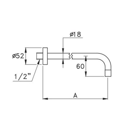 Stella Aster Настенный излив для раковины 863, цвет: хром, артикул UN 09002 CR00