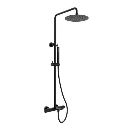 душевые стойки Vincea Душевая стойка Vogue VSFS-1V1TMB термостат с изливом, 25см верх душ из нерж. стали, черный,, артикул VSFS-1V1TMB