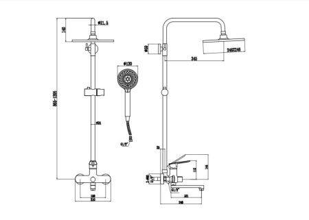 Душевая система Savol S-600608A, хром, артикул S-600608A