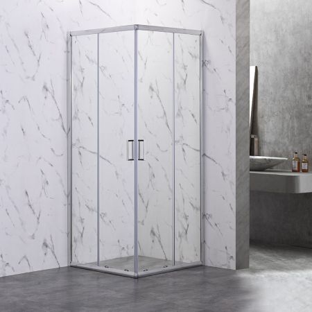 Душевой угол Veconi Rovigo RV-101B, 900x900x1900, черный, стекло прозрачное, артикул RV101B-90-01-C6