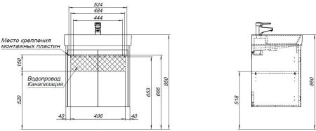 Тумба под раковину Aquanet Nova Lite 60 белый глянец (2 дверцы), артикул 00298847