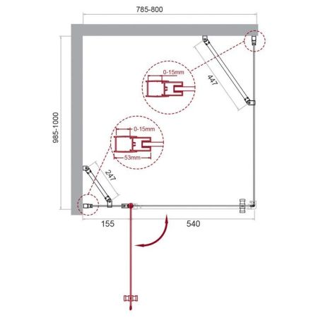 Душевой уголок BelBagno ETNA-AH-12-100/90-C-Cr, артикул ETNA-AH-12-100/90-C-Cr