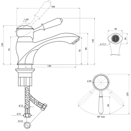 Смеситель для раковины Славен СЛ-ОД-М10, хром