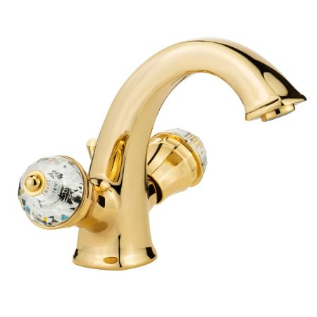 KORONA Смеситель для раковины, ручки Crystal, золото, артикул 27330