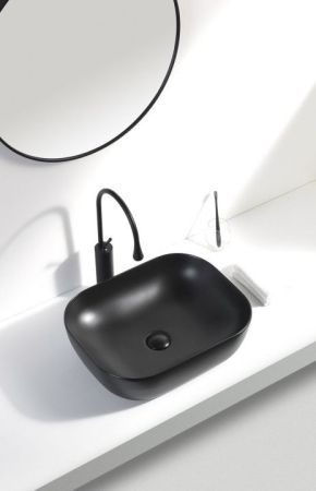 Раковина накладная Aquanet Lake-1-MB 39,5 черный, артикул LAKE-1-MB