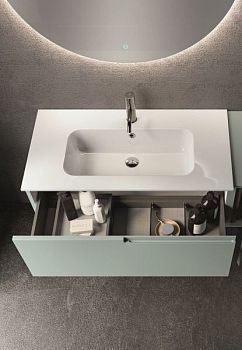 IBC, раковина из минерального литья 90 см c отверстием под смеситель, цвет белый