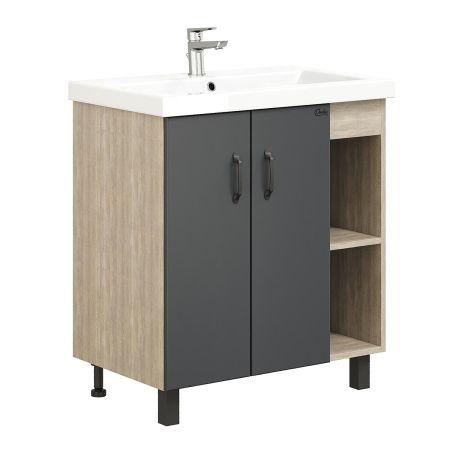 Тумба Onika Тимбер 80 напольная, серая мат./дуб сонома (ум. Фостер-80/Como-80), артикул 108053