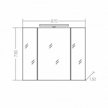 Зеркальный шкаф "Стандарт 90" трельяж фацет, свет, артикул 113018