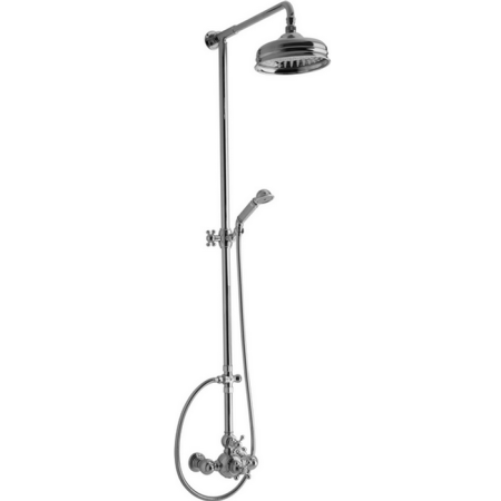 CISAL Arcana Ceramic Душевой комплект: термостатический смеситель, стойка с верхним душем, лейка+шланг, цвет хром
