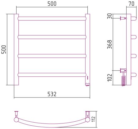 Полотенцесушитель электрический "ГАЛАНТ 4.0" 500х500 правый (Белый), артикул 12-0831-5050