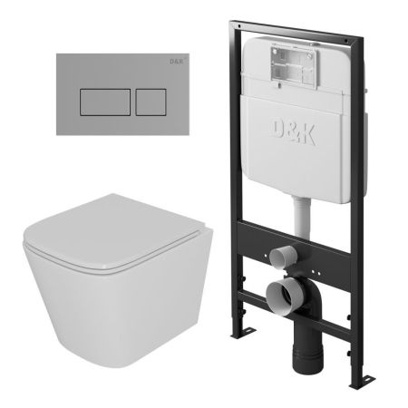 Комплект D&K DS1431605 унитаз DT1436016, инсталляция DI8055119, клавиша смыва DB1439001, артикул DS1431605