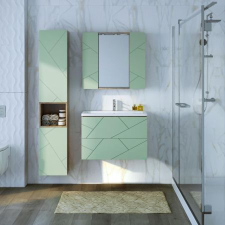 Тумба под раковину подвесная Бриклаер КРИСТАЛЛ фисташковый, 80 см, артикул 4627125417177