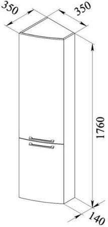 Шкаф-пенал угловой для ванной De Aqua Тока 5 35 R белый, артикул 00167567