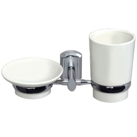 Стакан для зубных щеток с мыльницей WasserKRAFT K-28126 Хром Белый, артикул K-28126