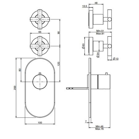 Fima Carlo Frattini Fimatherm Смеситель (Maxima) для душа встроенный, термостатический, 2 запорных вентиля, внешняя часть, цвет: чёрный матовый, артикул F5333X2NS