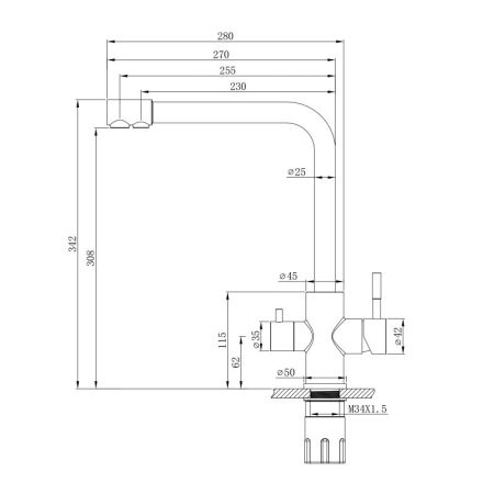 Смеситель для кухни с подключением фильтра WesnaArt EKO05-151, сатин, артикул EKO05-151