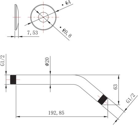 Держатель настенный Lemark для лейки верхнего душа (LM8031C), артикул LM8031C