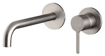 Emmevi Filoinox, встраиваемый в стену однорычажный смеситель для раковины с донным клапаном click-clack, из нержавеющей стали