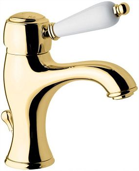 Emmevi Laguna, однорычажный смеситель для раковины (излив 11,5 см), с донным клапаном, цвет золото