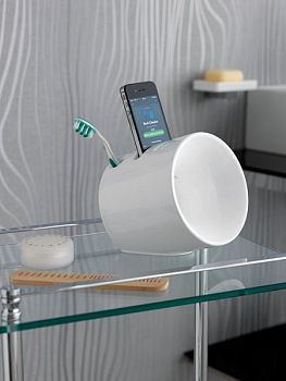 Stil Haus, керамический громкоговоритель и держатель для щёток, цвет белая керамика