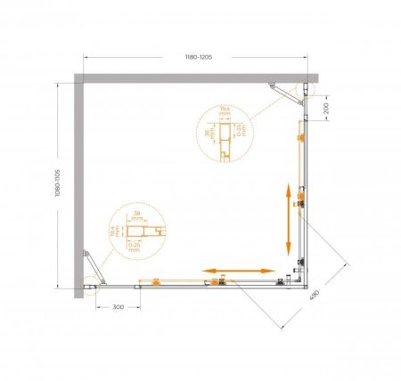 MOLVENO-AH-22-130/120-C-BORO-IV Душевой уголок, артикул MOLVENO-AH-22-130/120-C-BORO-IV