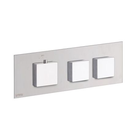 Carimali ILQUADRO Внешняя часть горизонтальная термостатического смесителя на 2 потребителя. Квадратная пластина и ручки. хром, артикул 21020EST/O-CR