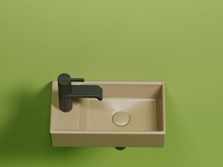 Умывальник подвесной прямоугольный (чаша справа, отверстие под смеситель слева) цвет капучино матовый Элемент (Element) 407x217x100, артикул CN6051RMC