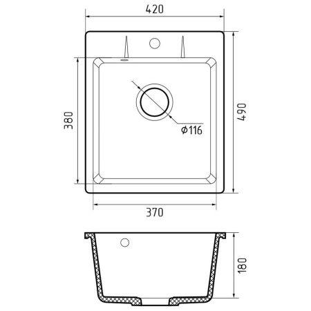 Кухонная мойка GranFest URBAN 242, серый, артикул 242 серый