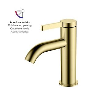 AQG Urban Flow, однорычажный смеситель для раковины без донного клапана, цвет матовое золото (PVD)