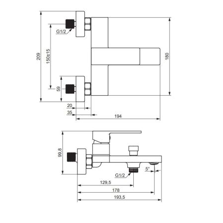 531000600 Gala, смеситель для ванной и душа, золото, артикул 531000600