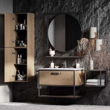 Зеркало АКВАТОН ЛОФТ ФАБРИК 1A242602LTDY0 (90*80) (полка, дуб кантри), шт, артикул 1A242602LTDY0