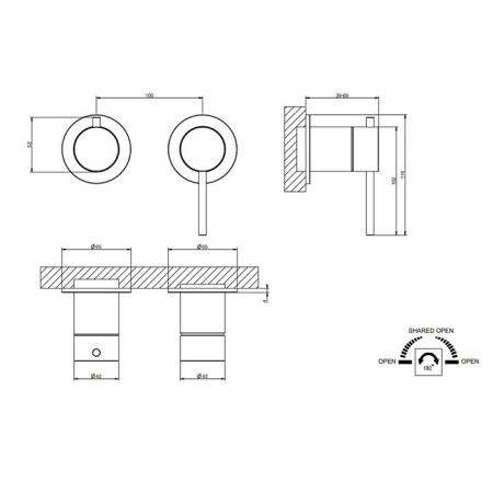GESSI 316 Смеситель встраиваемый, однорычажный, с переключателем на 2 положения, внешняя часть, цвет Steel Brushed, артикул 54077#239