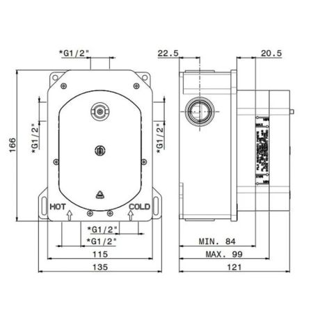 Универсальная внутренняя часть для термостатического смесителя на три потока для душа