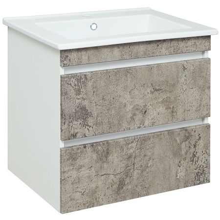 Тумба под раковину Runo Манхэттен 65 4620750028961 Белая Серый бетон