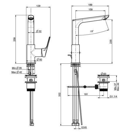 FIMA|Carlo Frattini Serie 4 Смеситель для раковины, вращающийся излив, с донным клапаном, цвет хром, артикул F3781FNCR