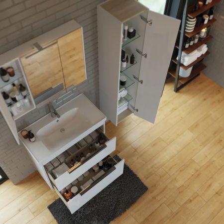 Тумба с раковиной подвесная/напольная Dreja Prime 60 см, белый, артикул 99-9300-com