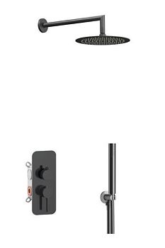 AQG Urban Flow, душевой комплект ER236 на 2 потребителя, с настенным кронштейном, цвет оружейная сталь (PVD)