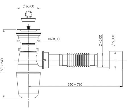 Сифон для раковины Aquanet с выпуском d40/50, белый, артикул 00342064