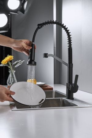 Смеситель для кухни с гибким изливом Shevanik S963H, черный, артикул S963H